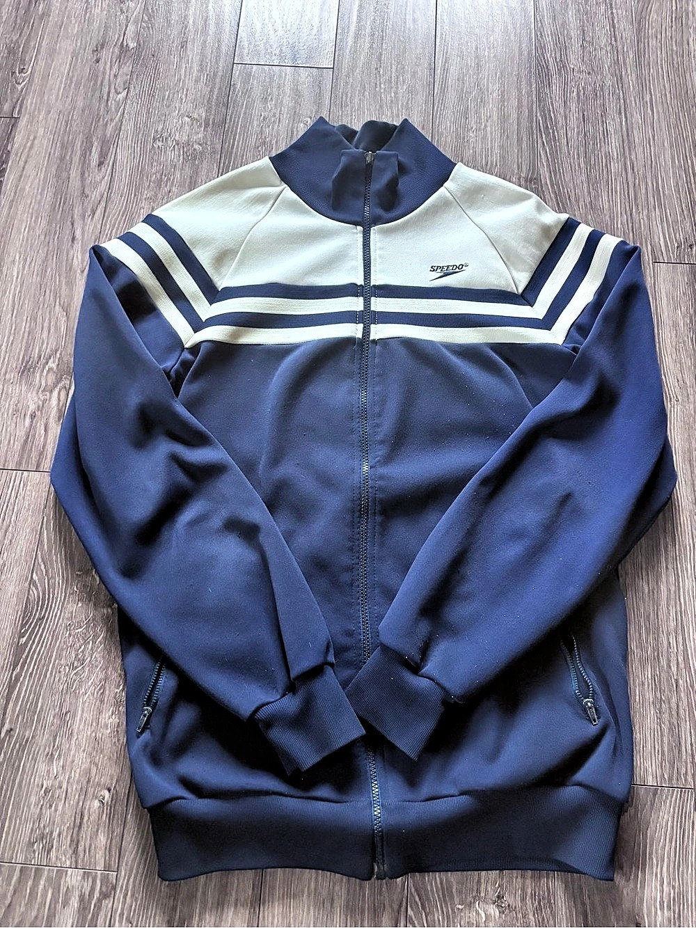 Speedo Striped Track Jacket in Blue & White